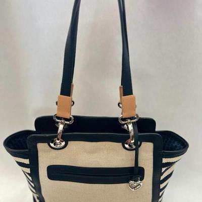 Brighton - Blue and Cream Tote Bag - Leather Handles (with Wallet & Coin Bags)