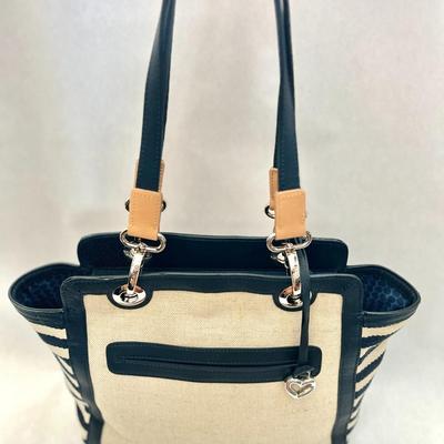 Brighton - Blue and Cream Tote Bag - Leather Handles (with Wallet & Coin Bags)