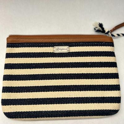 Brighton - Blue and Cream Tote Bag - Leather Handles (with Wallet & Coin Bags)