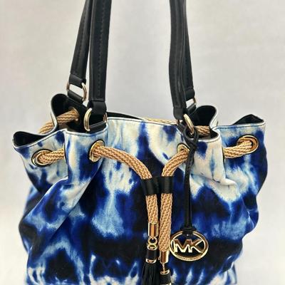 Michael Kors - Leather Trimmed, Lined Canvas Purse/handbag - Tie Dye Blue