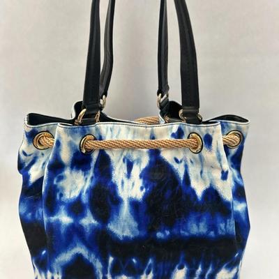Michael Kors - Leather Trimmed, Lined Canvas Purse/handbag - Tie Dye Blue