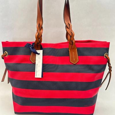 Dooney & Bourke- Red Magnetic Snap Inner Pockets Nylon Tote Bag
