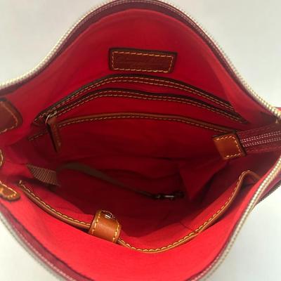 Dooney & Bourke- Red Magnetic Snap Inner Pockets Nylon Tote Bag