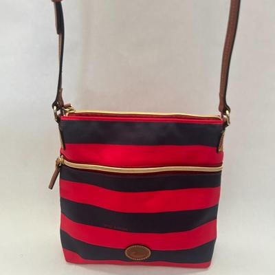 Dooney & Bourke- Red Magnetic Snap Inner Pockets Nylon Tote Bag