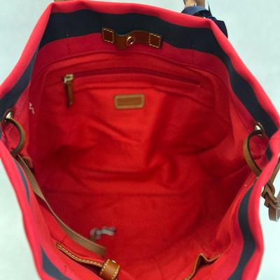 Dooney & Bourke- Red Magnetic Snap Inner Pockets Nylon Tote Bag