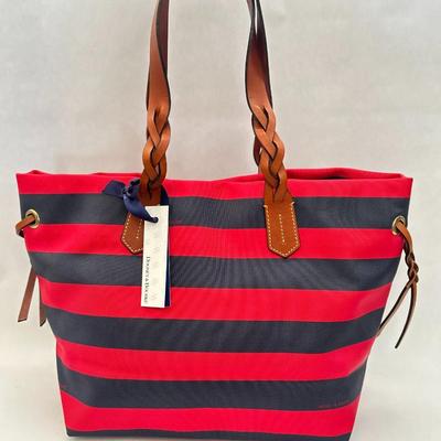 Dooney & Bourke- Red Magnetic Snap Inner Pockets Nylon Tote Bag