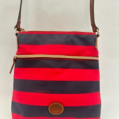Dooney & Bourke- Red Magnetic Snap Inner Pockets Nylon Tote Bag