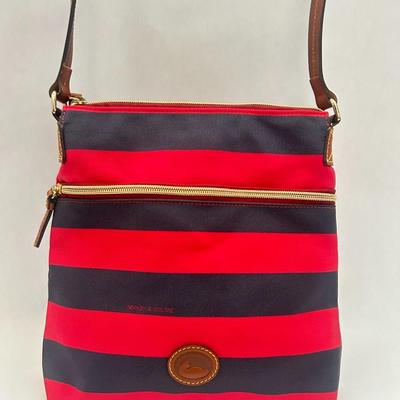 Dooney & Bourke- Red Magnetic Snap Inner Pockets Nylon Tote Bag
