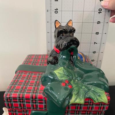 Plaid Holiday Dog Cookie/Treat Jar