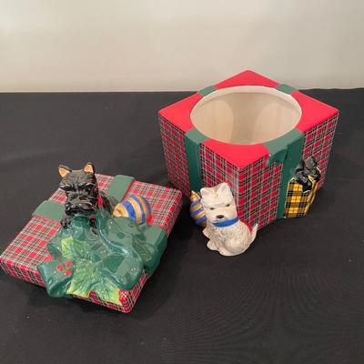 Plaid Holiday Dog Cookie/Treat Jar