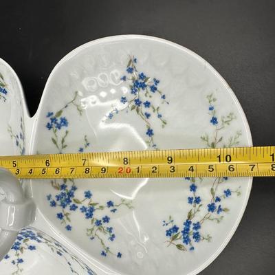 Bernardaud Limoges Myosotis Platter, Relish Dish & Trinket Dish