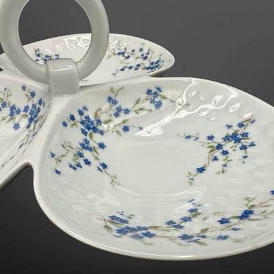 Bernardaud Limoges Myosotis Platter, Relish Dish & Trinket Dish