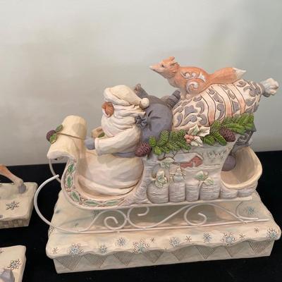Jim Shore Christmas Sleigh, Santa and Reindeer set