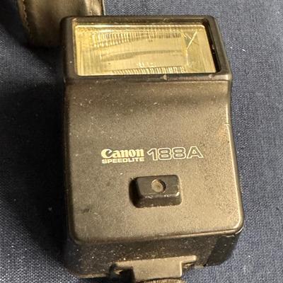 Canon AE1 Camera, lens, flash, and bag