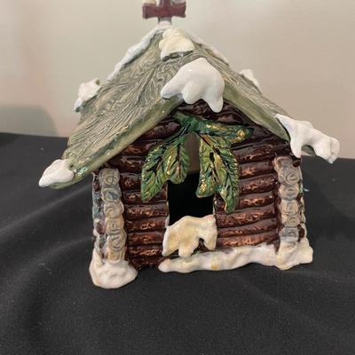 Blue Sky Clayworks Ceramic Log Cabin Church