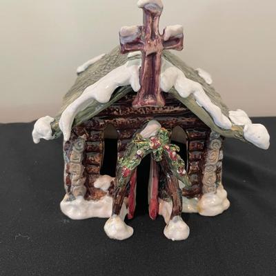 Blue Sky Clayworks Ceramic Log Cabin Church