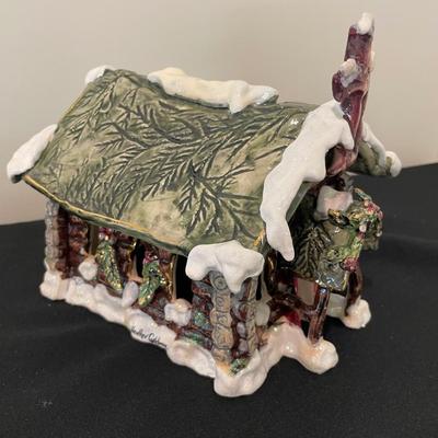 Blue Sky Clayworks Ceramic Log Cabin Church