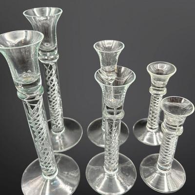 Vintage Crystal Air Twist Candles Holders (6)