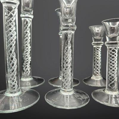 Vintage Crystal Air Twist Candles Holders (6)