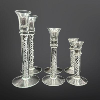 Vintage Crystal Air Twist Candles Holders (6)