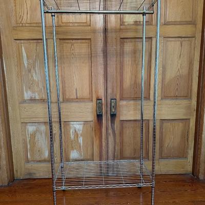Chrome Rolling Garment Rack with Shelves