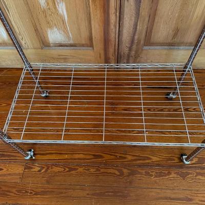 Chrome Rolling Garment Rack with Shelves