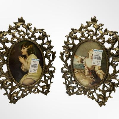 Pair of Ornate Vintage Italian Oval Picture Frames – Made in Italy