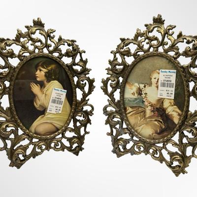 Pair of Ornate Vintage Italian Oval Picture Frames – Made in Italy