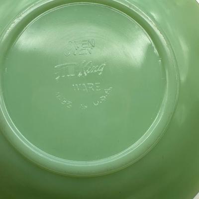 Jadeite Coffee or Tea Cup & Saucer Set Fire King Green Glass