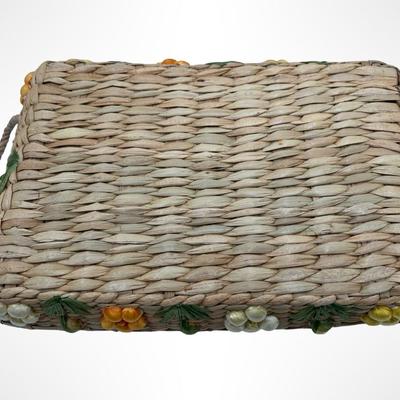 Set of 3 Handwoven Wicker Casserole Holders with Raffia Flower Accents