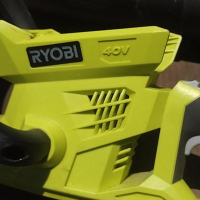 Collection of Ryobi Battery Powered 40 Volt Lawn Tools- Weed Eater, Blower, Hedge Trimmer (24")