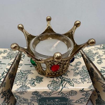Vintage Three Small Crown Votive Holders