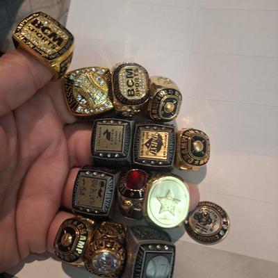Sale Photo Thumbnail #564: This is a mixed lot. Most are size 10 but a few are smaller and at least 2 are larger.  They are all costume rings no gold or silver.