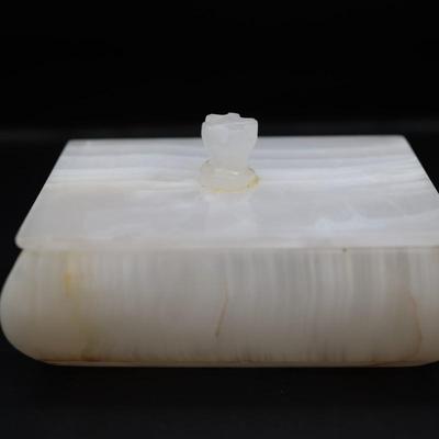 Pair of Carved Onyx Vanity or Trinket Boxes with Lids