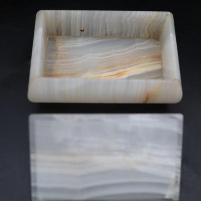 Pair of Carved Onyx Vanity or Trinket Boxes with Lids