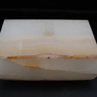Pair of Carved Onyx Vanity or Trinket Boxes with Lids
