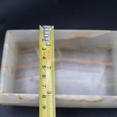 Pair of Carved Onyx Vanity or Trinket Boxes with Lids