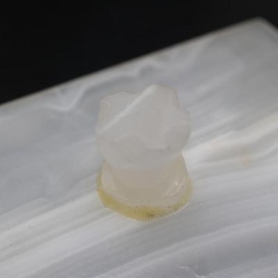 Pair of Carved Onyx Vanity or Trinket Boxes with Lids