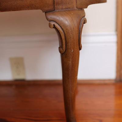 Vintage Upholstered Vanity Bench with Carved Legs