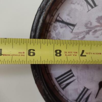 Metal Case Mantle Clock on Wood Base