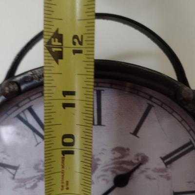 Metal Case Mantle Clock on Wood Base