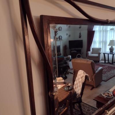Contemporary Design Wrought Metal Frame Beveled Glass Wall Mirror