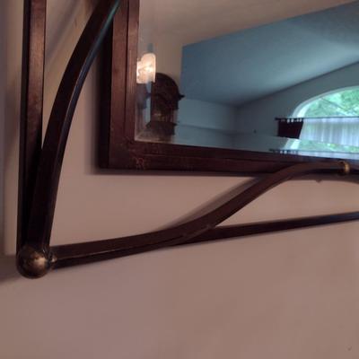 Contemporary Design Wrought Metal Frame Beveled Glass Wall Mirror