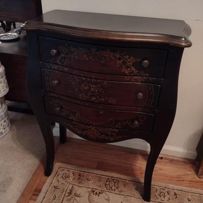 Mahogany Finish Three Drawer Bombay Chest
