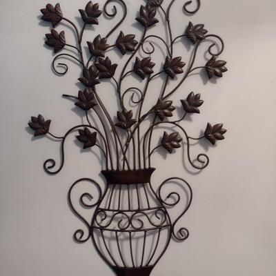 Metal Art Wall Decor Flower Basket Design