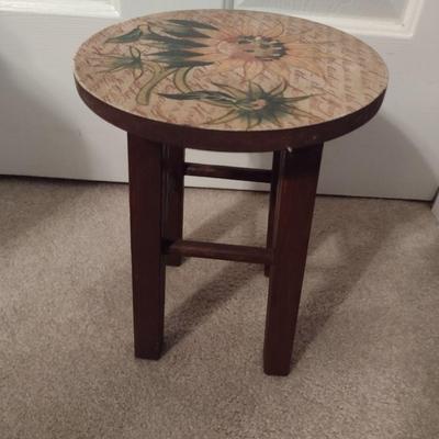 Hand Painted Wood Diminutive Stool