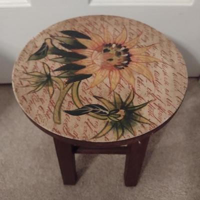 Hand Painted Wood Diminutive Stool