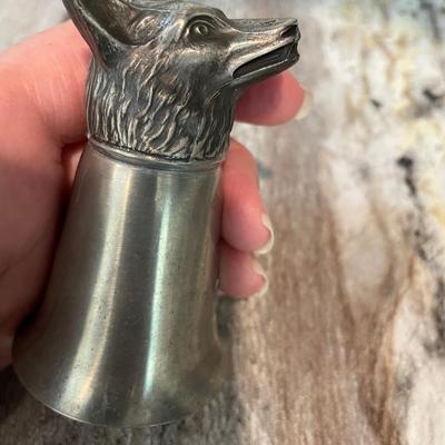 Fox head Stirrup Cup/Jigger Barware and Sandbakkel Tart Set
