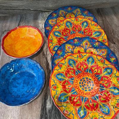 9 piece Melamine Plates and Bowls