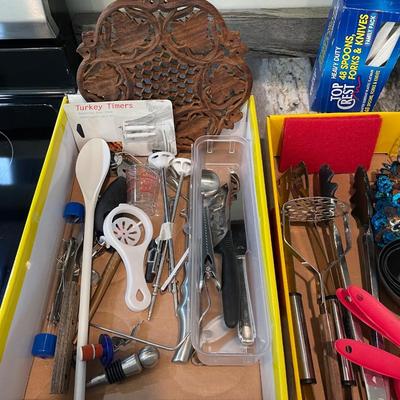 3 Flats of Kitchen Drawer Items